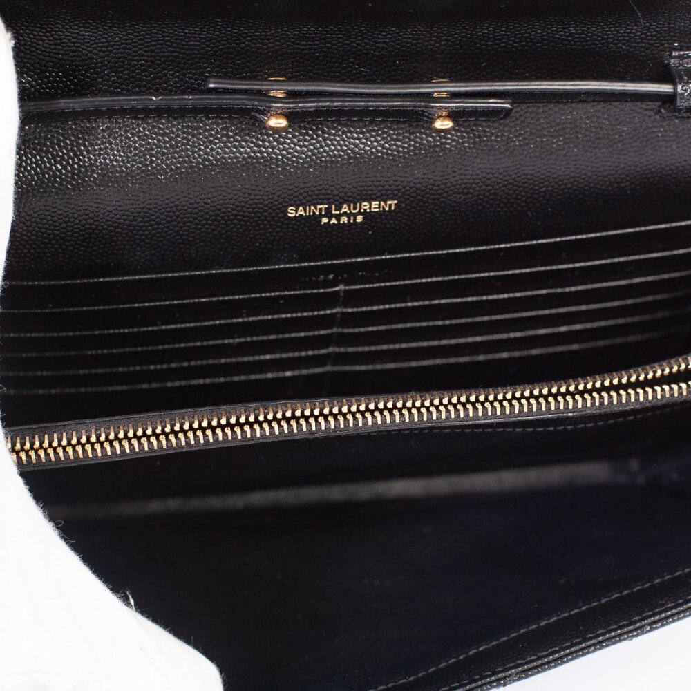 Authentic Saint Laurent Classic Cassandre Black Grain De Poudre Wallet on Chain - Picture 5 of 10